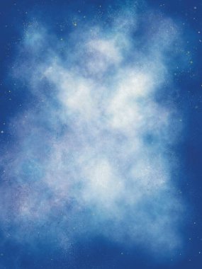 Graphic illustration of galaxy universe space , colourful blue background. Space stars and nebula as purple abstract backside. Idea for banner, poster, science picture for childrens
