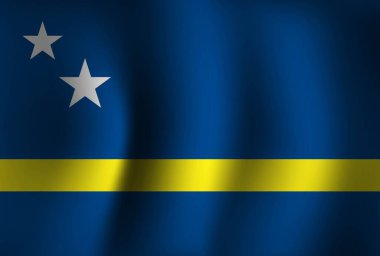 Curacao Flag Arkaplan Dalgalanması 3 boyutlu. Ulusal Bağımsızlık Günü Duvar Kağıdı