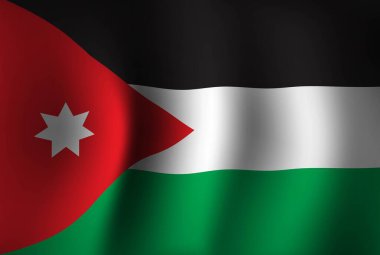 Jordan Flag Arkaplan Dalgalanması 3 boyutlu. Ulusal Bağımsızlık Günü Duvar Kağıdı