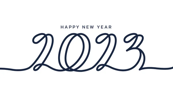 2023 Řádek Písmen Šťastný Nový Rok Kontinuálního Stylu — Stockový vektor