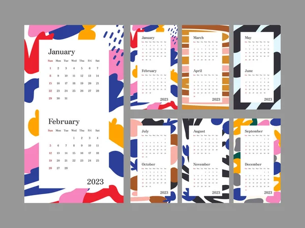 Calendario Astratto 2023 Capodanno Design — Vettoriale Stock
