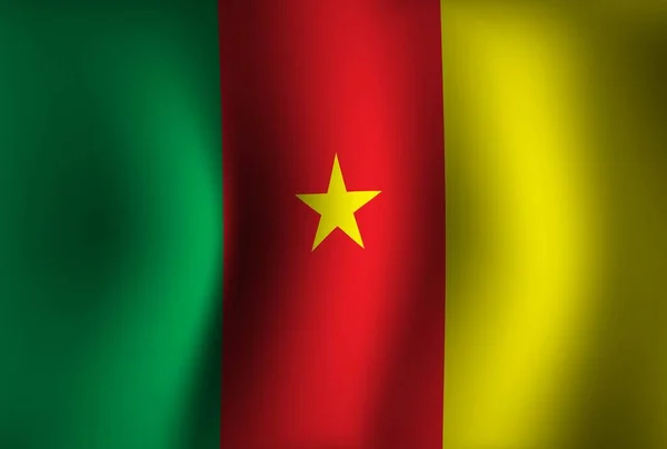 喀麦隆国旗背景波浪3D 全国独立日横幅墙纸 — 图库矢量图片