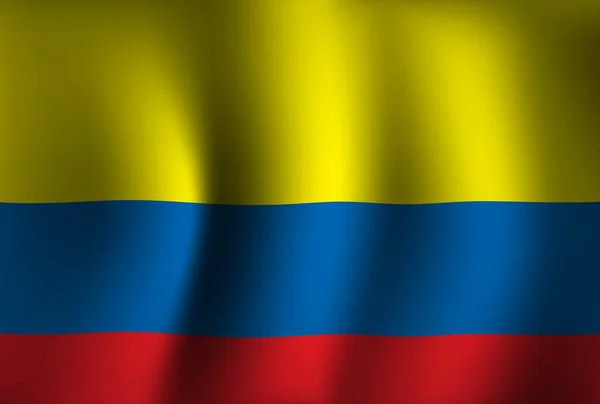 Κολομβιανή Σημαία Φόντο Κυματίζει Εθνική Ημέρα Ανεξαρτησίας Banner Ταπετσαρία — Διανυσματικό Αρχείο