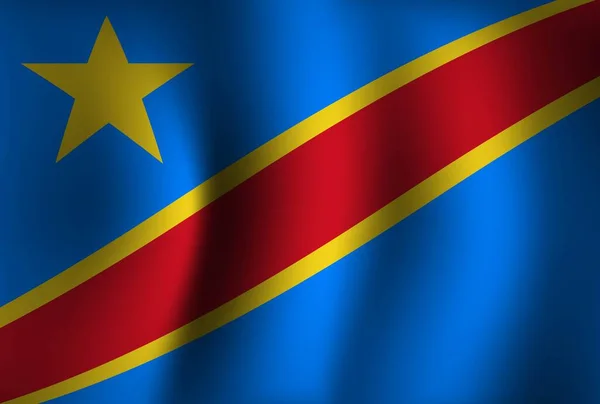 Antecedentes Bandera Basada República Demócrata Del Congo Fondo Bandera Ondeando — Archivo Imágenes Vectoriales
