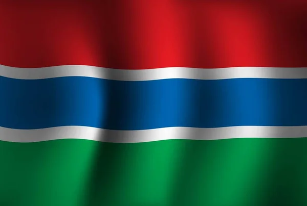 冈比亚国旗背景波浪3D 全国独立日横幅墙纸 — 图库矢量图片