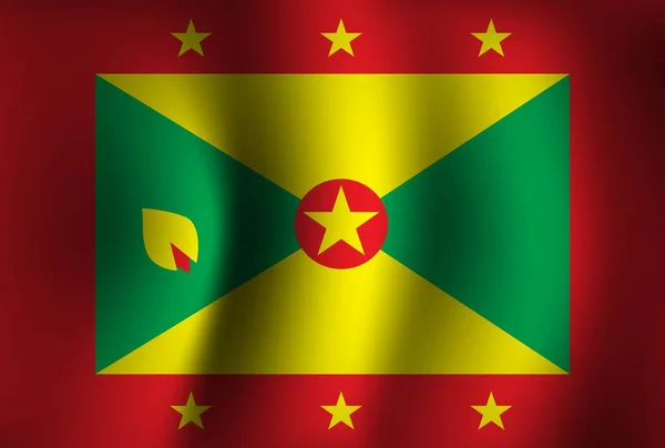 Grenada Vlajka Pozadí Vlnění Nástěnná Tapeta Národního Dne Nezávislosti — Stockový vektor