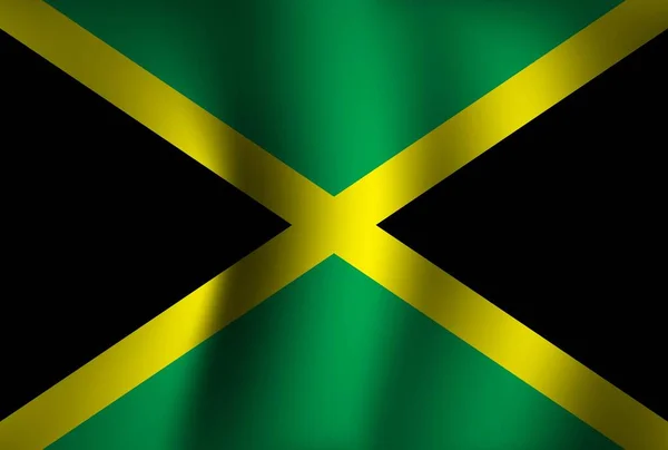 Jamaica Bandeira Fundo Ondulação Papel Parede Bandeira Dia Independência Nacional — Vetor de Stock