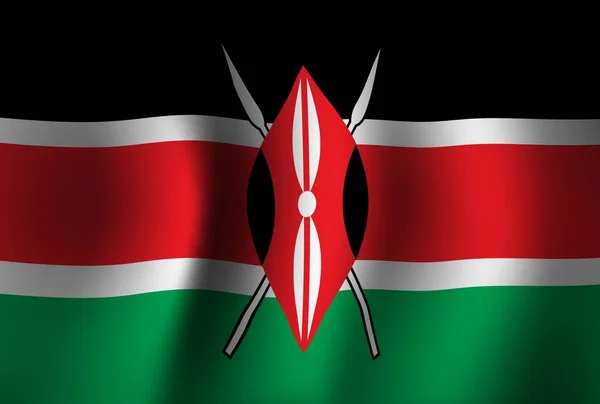 ケニアの旗の背景波3D 国民独立記念日 バナー壁紙 — ストックベクタ