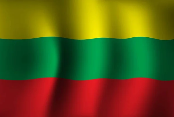 立陶宛国旗背景波浪3D 全国独立日横幅墙纸 — 图库矢量图片