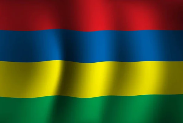 Mauritius Vlag Achtergrond Zwaaien Nationale Onafhankelijkheidsdag Banner Wallpaper — Stockvector