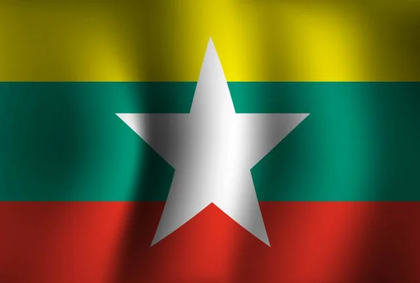 Myanmar Bandera Fondo Ondeando Banner Del Día Nacional Independencia Fondo — Archivo Imágenes Vectoriales