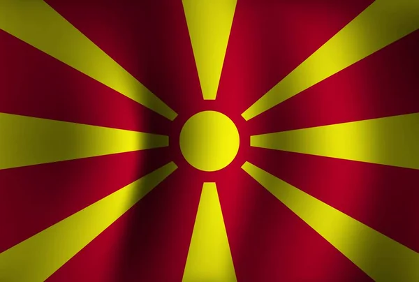 Φόντο Σημαίας Βόρειας Μακεδονίας Κυματίζει Εθνική Ημέρα Ανεξαρτησίας Banner Ταπετσαρία — Διανυσματικό Αρχείο