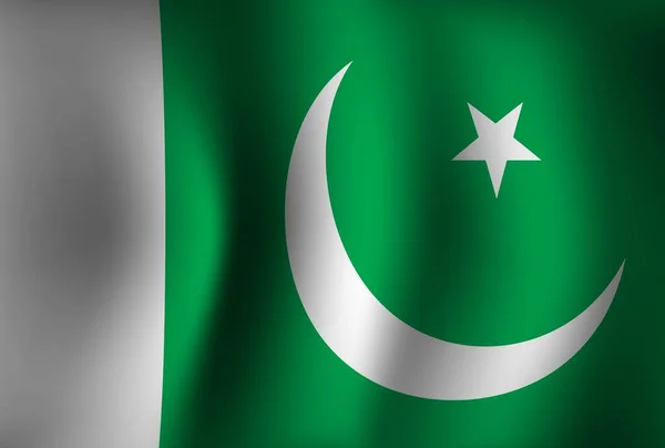 巴基斯坦国旗背景波浪3D 全国独立日横幅墙纸 — 图库矢量图片