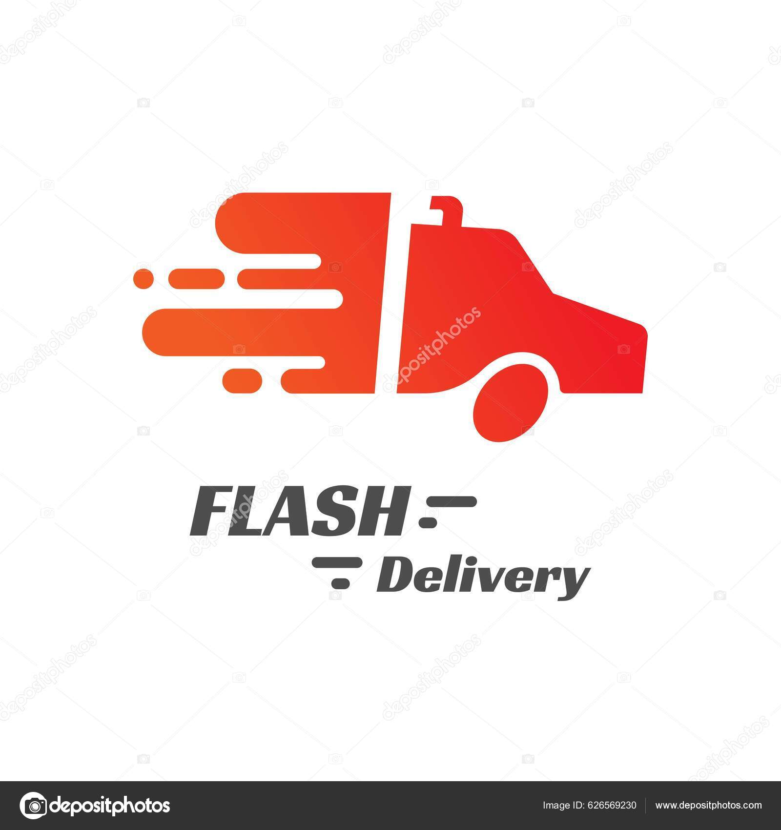 Flash Truck Delivery Logo Container Transportation Fast Effect Templete