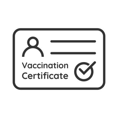 Covid-19 Aşı Sertifikası Simge Resimleri. Korona virüsüne karşı aşı olduğunun kanıtı olarak kart.