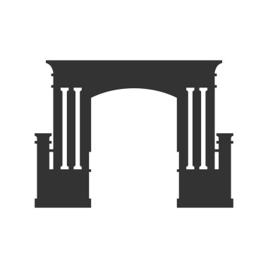 Köye hoşgeldin kapı ikonu. Geleneksel Kapıların Silueti veya Endonezya dilinde 