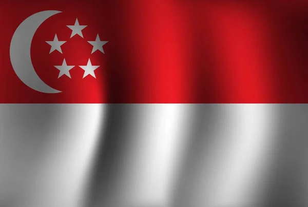シンガポール国旗の背景波3D 国民独立記念日 バナー壁紙 — ストックベクタ