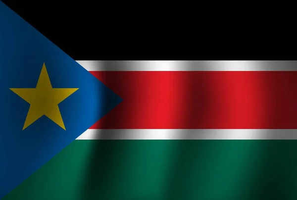 南苏丹国旗背景波浪3D 全国独立日横幅墙纸 — 图库矢量图片