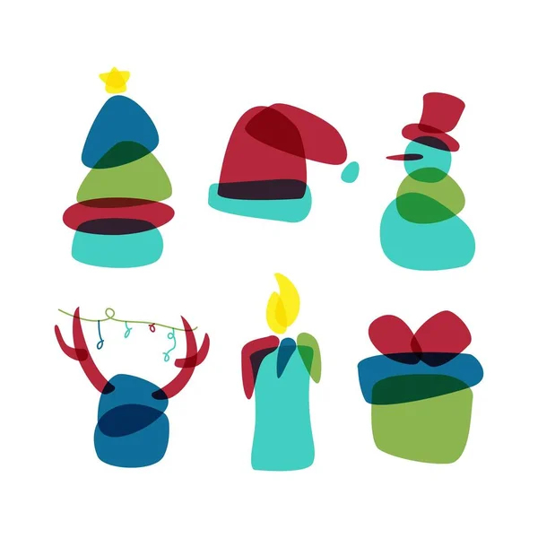 Ícones Feliz Natal Símbolos Vector Design Para Cartões Felicitações Fundos — Vetor de Stock