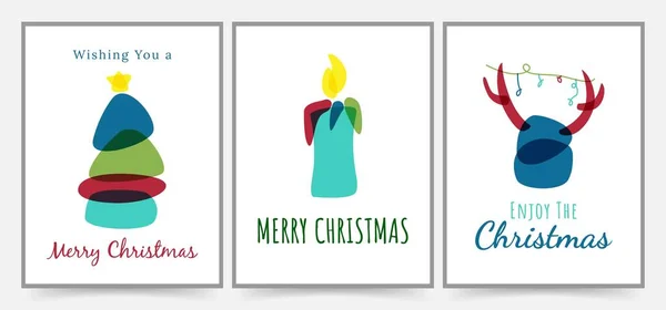 シンプルなメリークリスマスグリーティングカード ポスター カバーデザイン ホリデー招待状とバナーテンプレートイラスト 現代的でミニマルな形状のクリスマスカード — ストックベクタ