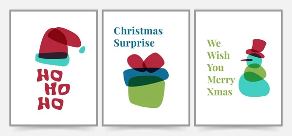 简单的圣诞快乐贺卡 背景图 海报和封面设计 假日邀请函和横幅模板说明 具有现代简约风格的圣诞卡 — 图库矢量图片