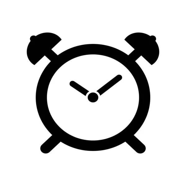 Icono Glifo Despertador Blanco Negro Reloj Despertador Vector Icono — Archivo Imágenes Vectoriales