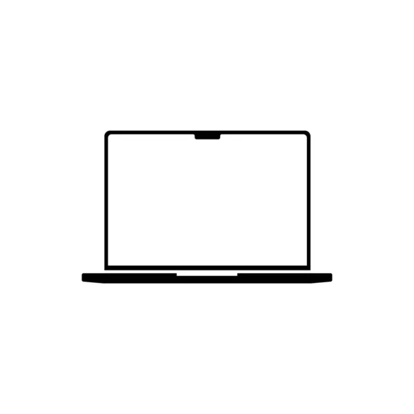 新的笔记本电脑符号设计 笔记本电脑图标与最快的芯片组 带有相机缺口的简易笔记本说明 — 图库矢量图片