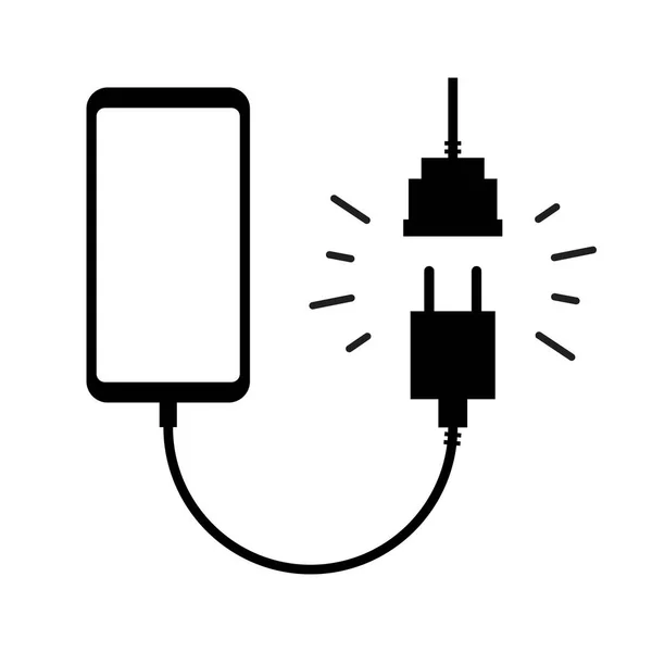 Phone Charging Icon Plug Connection Disconnection Vector Illustration Wire Cable — Stock Vector