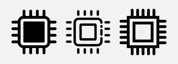Processor Chip Hardware Soc Icon Set Outline Computer Component Symbol — Stock Vector