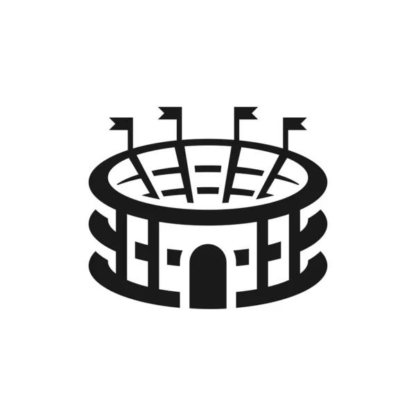 Ikona Stadionu Flagą Symbol Pola Sportowego Dla Lokalizacji — Wektor stockowy