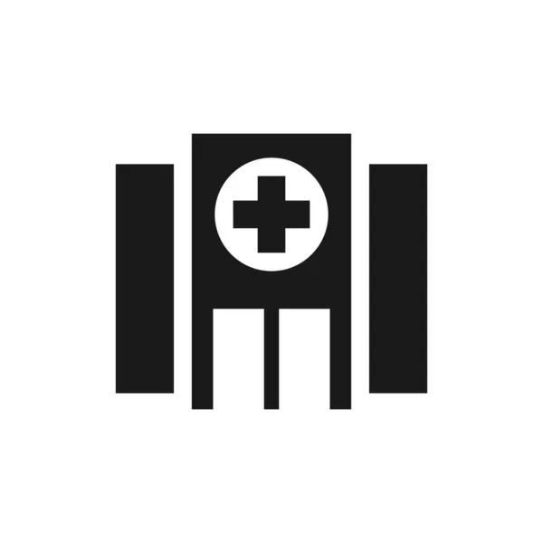 Icono Del Edificio Del Hospital Con Símbolo Hospitalidad Farmacia Para — Archivo Imágenes Vectoriales