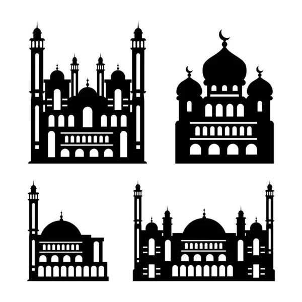 Icono Vector Mezquita Conjunto Ilustración Simple Silueta Mezquita Musulmana — Archivo Imágenes Vectoriales