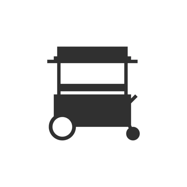 Food Cart Icon Black Street Retail Wheel Market Kiosk Trolley — Stock Vector