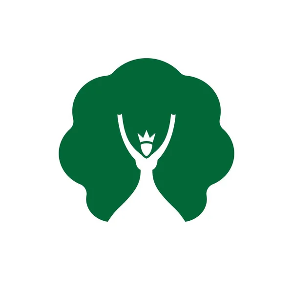 Prinzessin Tree Logo Kombination Aus Pflanze Krone Frau Oder Königin — Stockvektor