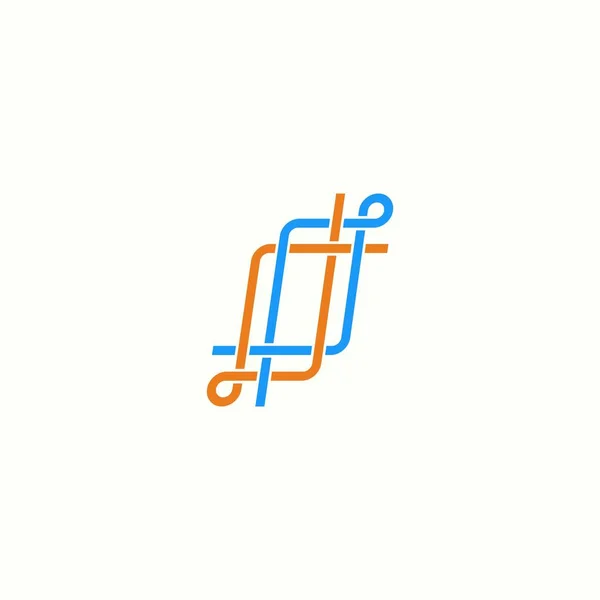 Abstraktní Logo Modré Oranžové Čáry Obchodní Spolupráce Dohoda Inspirovaný Čtvercovým — Stockový vektor