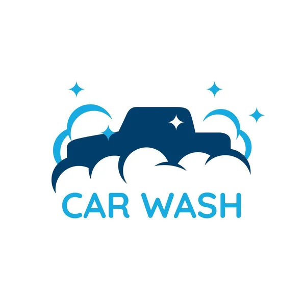Logo Myjni Samochodowej Pianką Bąbelkami Błyszczącymi — Wektor stockowy