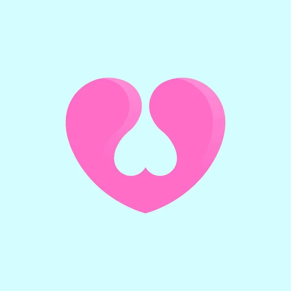 Logo Vettoriale Doppio Cuore Due Gemelli Rosa Amore Icona Design — Vettoriale Stock