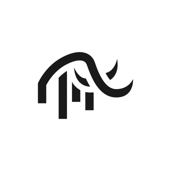 Line Elephant Logo Mammoth Minimal Symbol Modern — Stock Vector