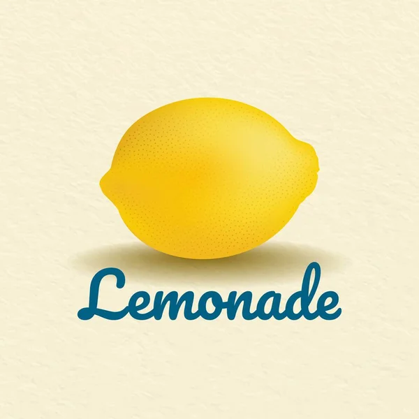 Lemonad Logotyp Ikon Med Realistisk Färsk Citron Frukt Vektor Illustration — Stock vektor
