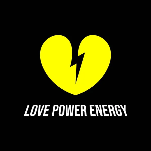 Love Power Energy Symbol Heart Flash Lightning Logo Source Electric — Stock Vector