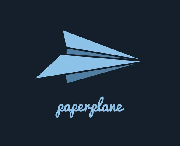 Blue Paperplane Logo Icon Design Dark Blue Background — Stock Vector