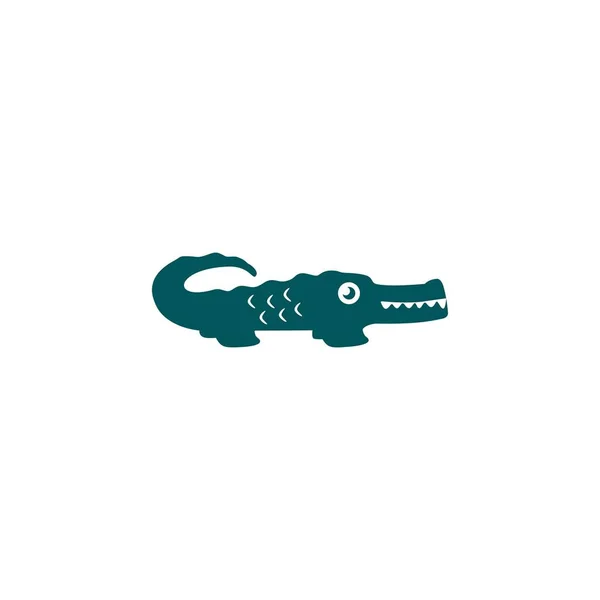 Lindo Cocodrilo Verde Logotipo Ilustración Icono Cocodrilo Personaje Dibujos Animados — Archivo Imágenes Vectoriales