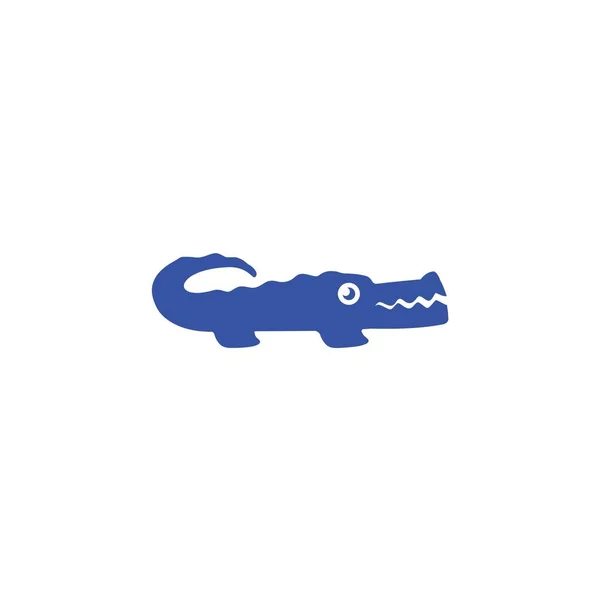 Ілюстрація Синього Логотипу Крокодила Алігатор Значок Мультиплікаційний Персонаж Відкриває Рот — стоковий вектор