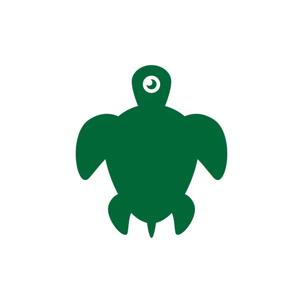 Cute Green Turtle Logo Tortoise Animal Icon Illustration — Stock Vector