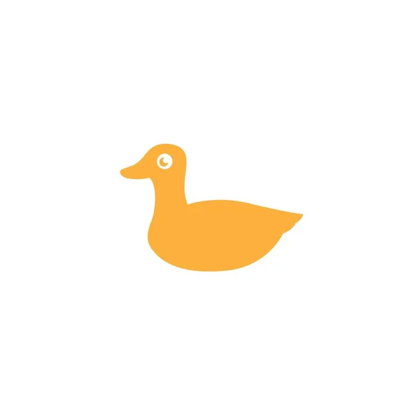 Cute Yellow Duck Icon Logo Illustration Bird Farm Cartoon Character — Stock Vector