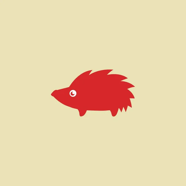 Cute Red Porcupine Hedgehog Icon Logo Illustration — Stock Vector