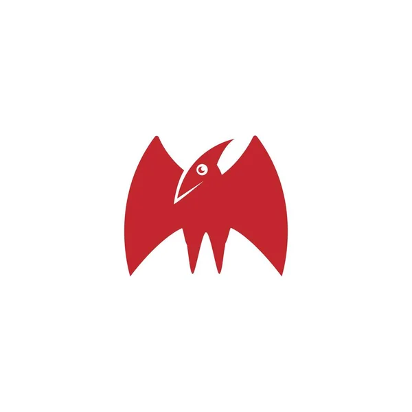 Милий Червоний Птеродактильний Логотип Ілюстрація Літаючий Персонаж Мультфільму Динозавра Крилатий — стоковий вектор