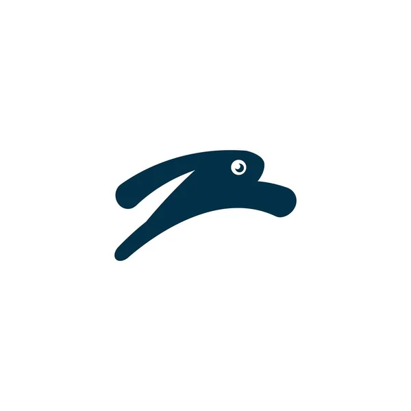 Drăguț Blue Rabbit Logo Ilustrare Jumping Bunny Icon Personaj Desene — Vector de stoc