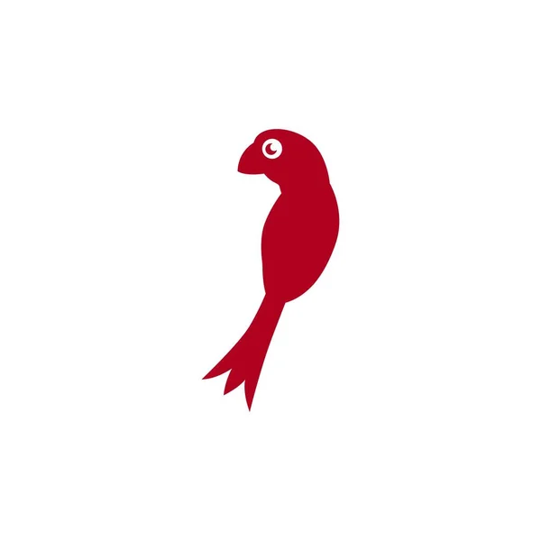 Cute Red Bird Logo Illustration Parrot Cartoon Character — Stock Vector