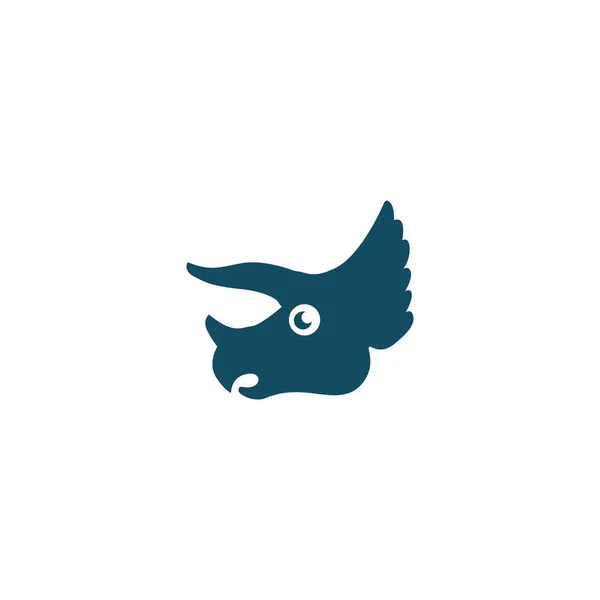 Милий Синій Трикутник Голова Логотип Ілюстрація Персонаж Мультфільму Динозавра — стоковий вектор